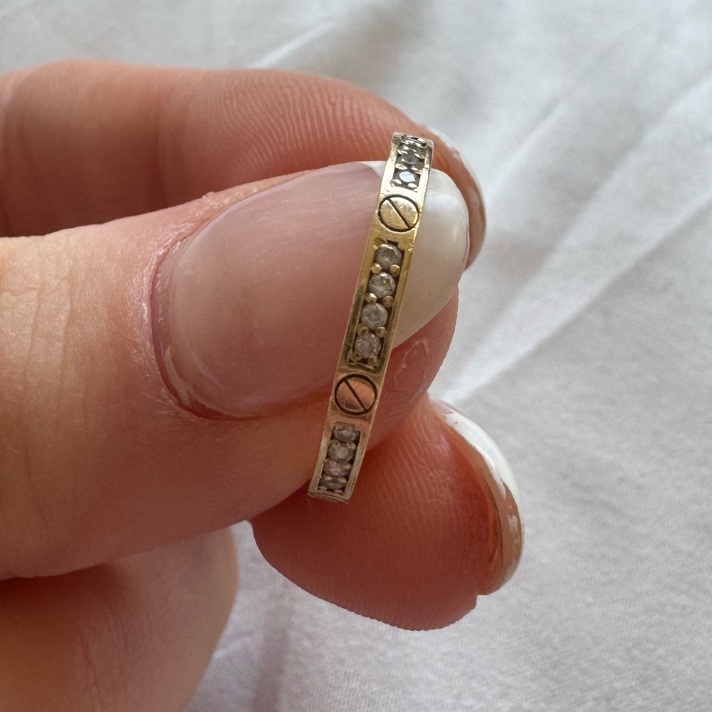 14k Yellow Gold Pave Screw Band - Picture 10 of 15